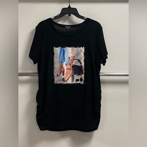 Short Sleeve Side Cinch Waffle Top w) Patch (NEW)